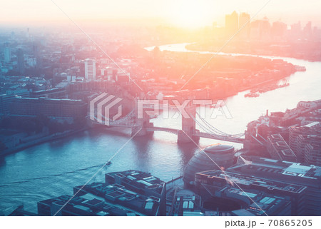 London aerial view with Tower Bridge, UK London aerial view with Tower Bridge, UK 70865205