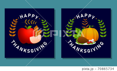 Thanksgiving day banner, poster, greeting card and invitation background. Autumn season inscription. Vector illustration. 70865734