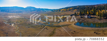 Aerial sunny view of the beautiful fall color around Dixie National Forest 70866552
