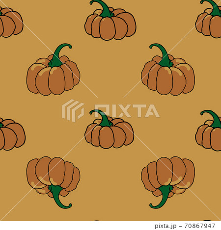 Pumpkins seamless vector repeat orange background Pumpkins seamless vector repeat orange background 70867947