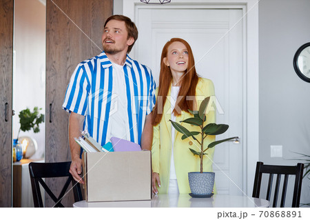newly-made family moves to their own apartment newly-made family moves to their own apartment 70868891