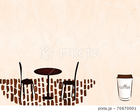 カフェのテーブルとコーヒーカップ背景 カフェのイメージイラスト のイラスト素材