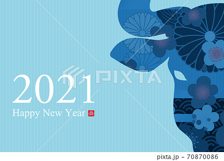 2021年丑年年賀状 2021年丑年年賀状 70870086