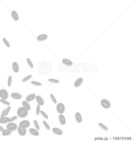 American dollar coins falling. Scattered black and American dollar coins falling. Scattered black and 70870586