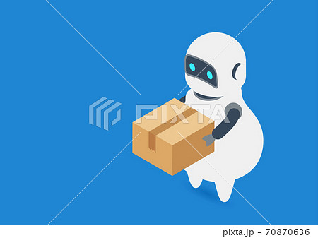 人工知能ロボットによる仕分け 配送のイラストのイラスト素材