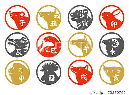 十二支のはんこ素材 丸型 十二支のはんこ素材 丸型 70870762