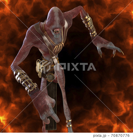 Fantsy demon burns in a hellfire 3d illustration 70870776