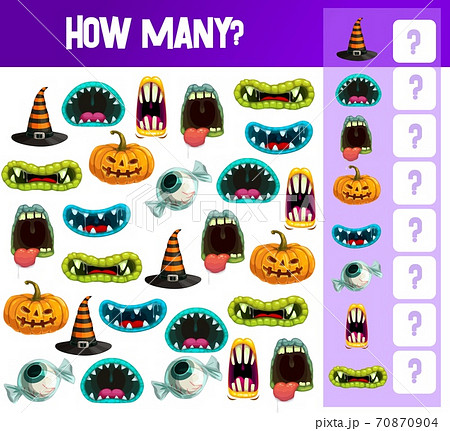 Halloween counting game template, kids education 70870904