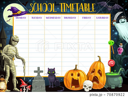 School timetable template with Halloween monsters School timetable template with Halloween monsters 70870922