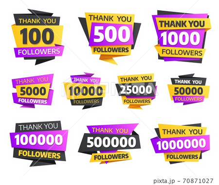 Labels or stickers for followers milestone set 70871027