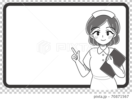 ベクター やさしい看護師さんのイラスト モノクロ のイラスト素材