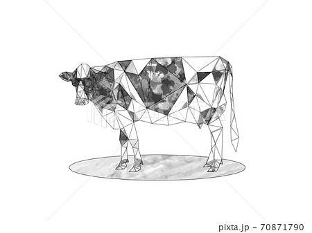芸術的な牛のイラスト 白背景 のイラスト素材