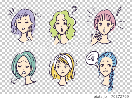 Women's set with various facial expressions Women's set with various facial expressions 70872769