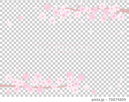 満開の桜のフレーム　上下 70874809