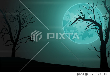 Spooky forest night background with full moon 70874810
