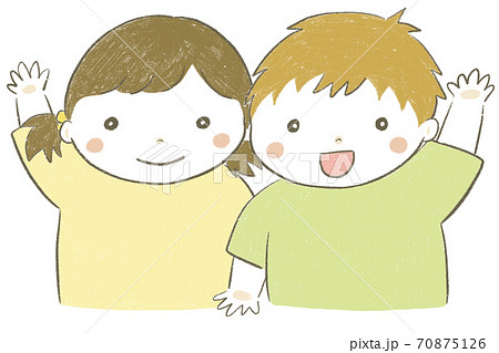 あいさつする子供のイラストのイラスト素材