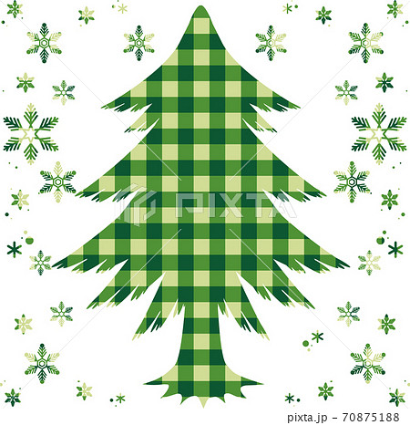 クリスマス クリスマスツリー チェック シルエット イラスト素材のイラスト素材