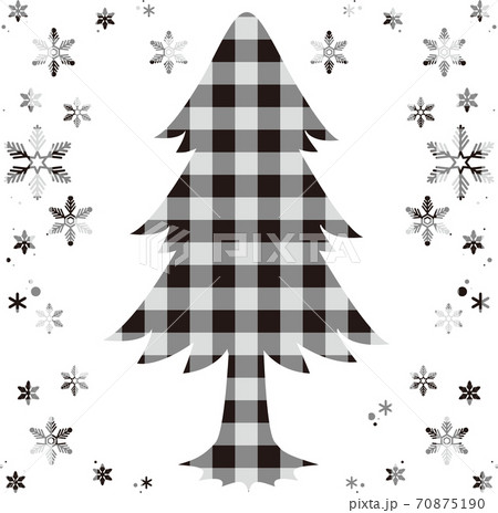 クリスマス クリスマスツリー チェック シルエット イラスト素材のイラスト素材