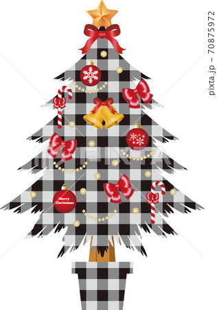 クリスマス クリスマスツリー 黒チェック柄 イラスト素材のイラスト素材