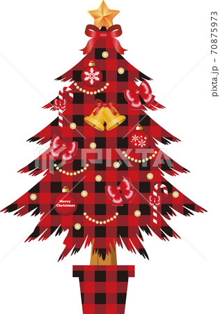 クリスマス クリスマスツリー 赤チェック柄 イラスト素材のイラスト素材