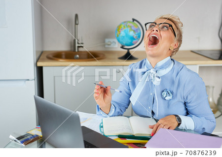 the teacher laughs at the stupid mistakes of his students 70876239