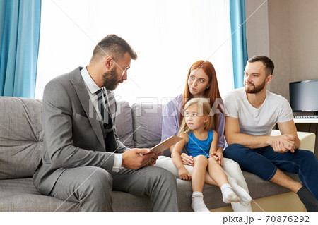 young caucasian family expain situation, problems to family psychologist 70876292