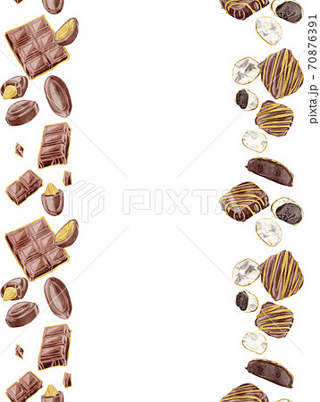 チョコレートお菓子の連続ラインパターンフレームのイラスト素材