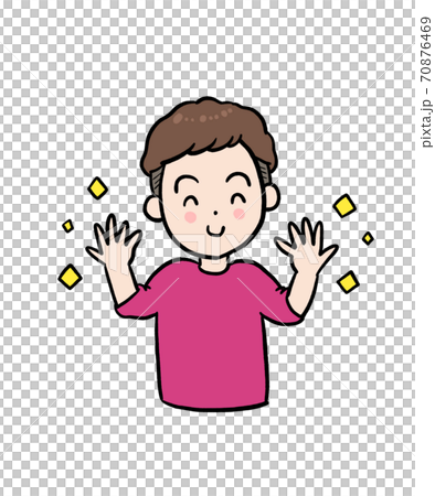 Illustration of a man with shiny hands Illustration of a man with shiny hands 70876469