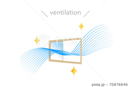 窓による換気のイラスト、流線形のブルーのグラデーションの風 70876646