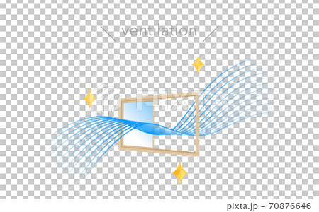 窓による換気のイラスト、流線形のブルーのグラデーションの風 70876646