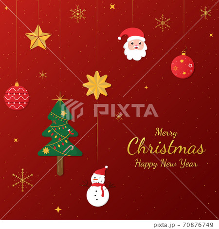 Christmas red banner cartoon pattern design gold snowflake style. 70876749