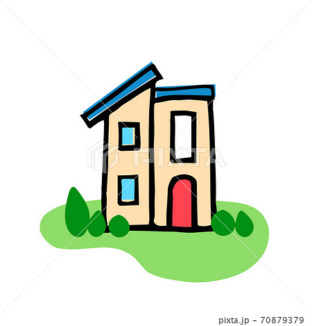 手描き線画の家のイラストのイラスト素材