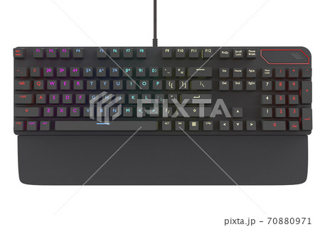 Black computer keyboard with rgb color isolated on white with clipping path. Black computer keyboard with rgb color isolated on white with clipping path. 70880971
