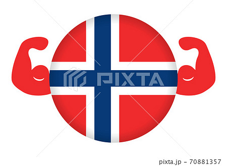 강한 노르웨이 이미지 일러스트 (원형 노르웨이 국기와 알통) - 스톡일러스트 [70881357] - Pixta
