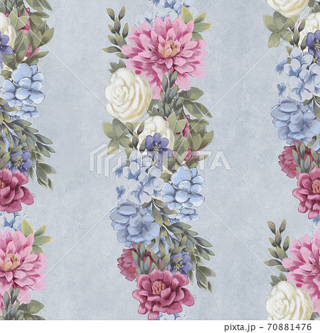 Watercolor floral seamless pattern. Hand painted flowers, greeting card template or wrapping paper 70881476