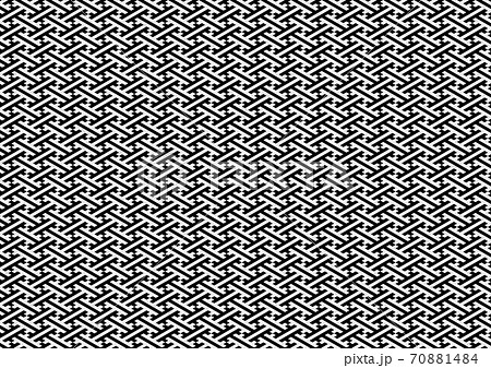 白黒の和柄紗綾形パターン 和紙風テクスチャの背景素材のイラスト素材