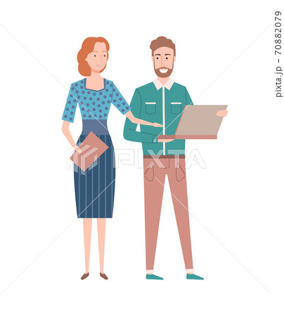 Woman and Man Working in Team, Teamwork People Woman and Man Working in Team, Teamwork People 70882079