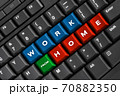 Work from home word on black keyboard, using computer online at home office 70882350