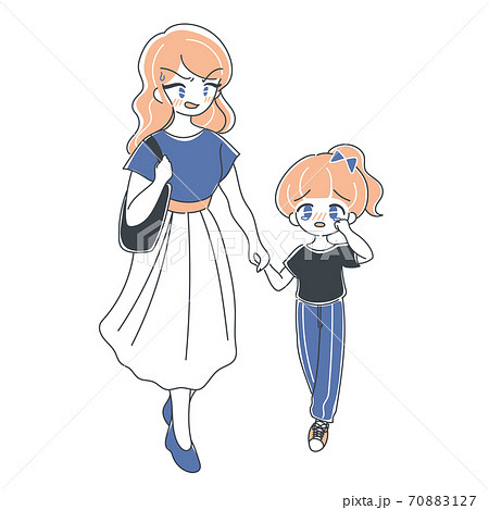 ベクター 号泣する子供と怒るお母さんのイラスト素材