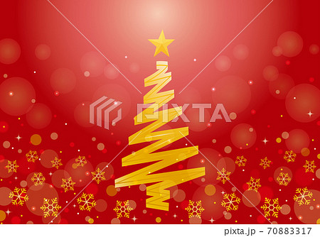おしゃれなクリスマスツリーの背景 赤のイラスト素材 7017