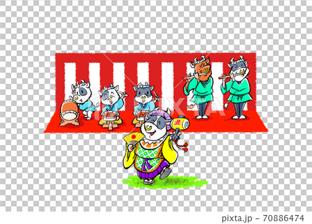 大國天馬，根據音樂伴奏的節奏快樂地跳舞的牛 70886474