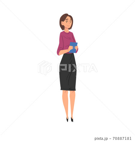 Woman Journalist or TV Presenter Character, Television Industry Concept Cartoon Style Vector Illustration 70887181