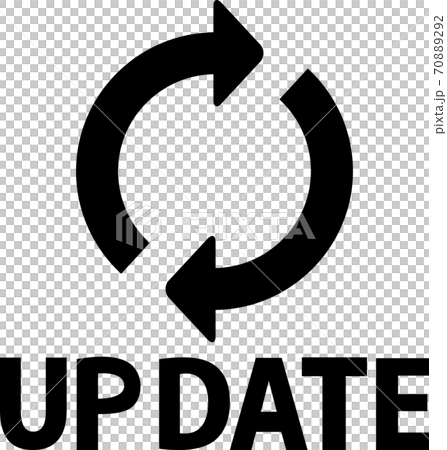 回転する矢印のアイコンと「UP DATE」の文字 70889292