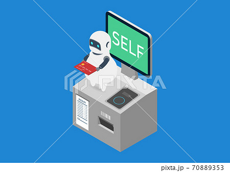 セルフレジ キャッシュレス 電子マネーのイメージ素材のイラスト素材 7053