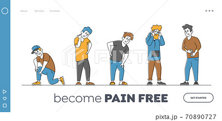 Characters Feeling Pain Landing Page Template のイラスト素材