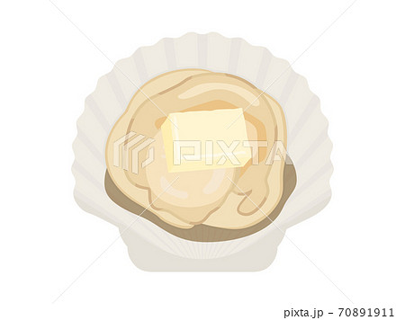 ホタテのバター焼きのイラスト ホタテのバター焼きのイラスト 70891911