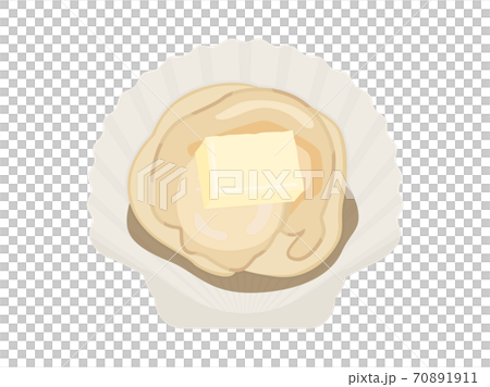 ホタテのバター焼きのイラスト ホタテのバター焼きのイラスト 70891911