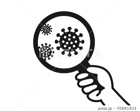 虫眼鏡で見るウイルスのイラストのイラスト素材