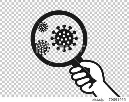 虫眼鏡で見るウイルスのイラストのイラスト素材