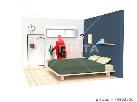 ぐっすり眠れるベッドルームでリラックス シルエットありのイラスト素材 ぐっすり眠れるベッドルームでリラックス シルエットありのイラスト素材